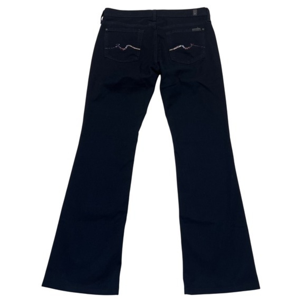7 For All Mankind Navy Blue Crystal Embellished Low Rise Bootcut Jeans Size 29